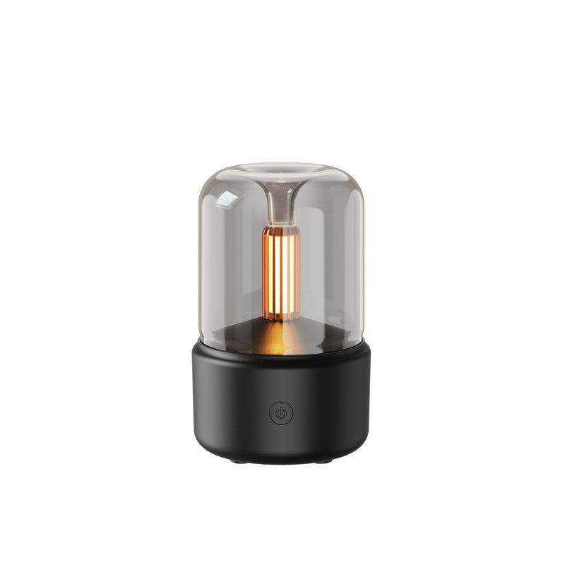 Humidificateur d'ambiance à lumière LED, diffuseur d'arômes aux chandelles, portable, 120 ml, humidificateur d'air électrique USB, brumisateur à brume fraîche, 8 à 12 heures d'autonomie, veilleuse LED