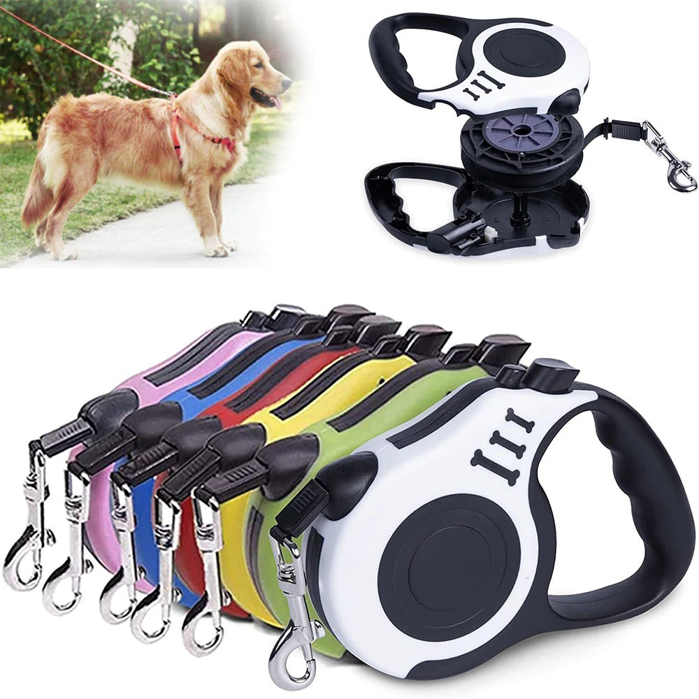 Laisse rétractable automatique en nylon pour chien, durable, 3 m et 5 m, pour chiot, marche, course, produits pour animaux de compagnie