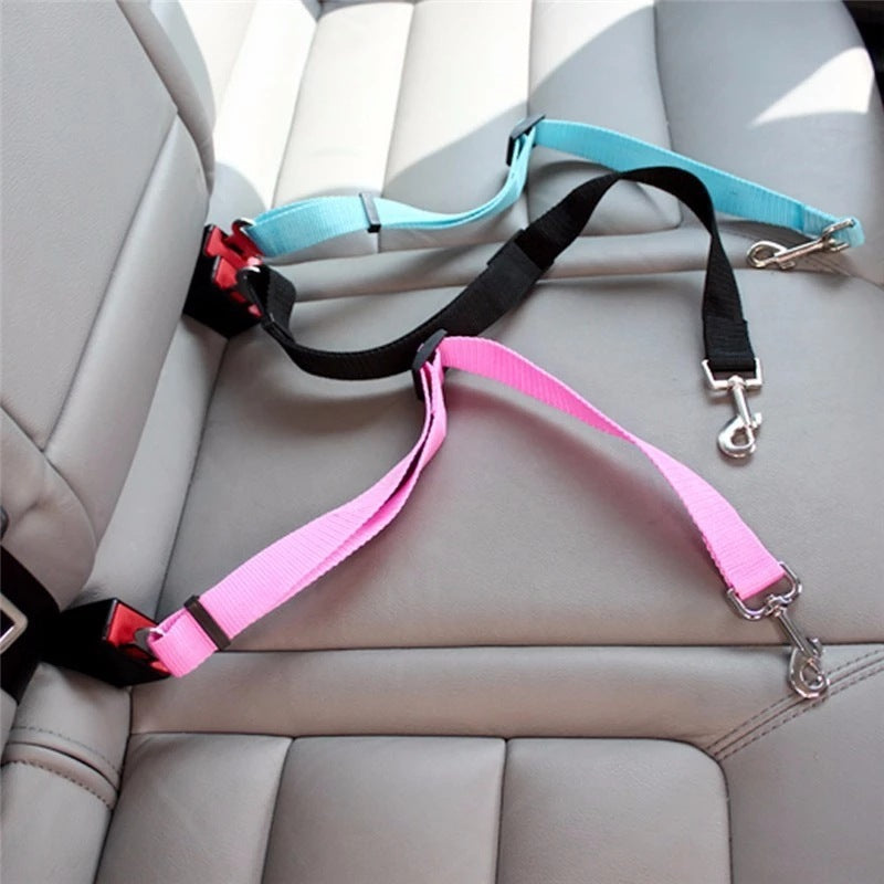 Ceinture de sécurité réglable pour chien et chat, harnais pour véhicule, clip de laisse, levier de sécurité, colliers de traction, accessoires pour chiens, produits pour animaux de compagnie