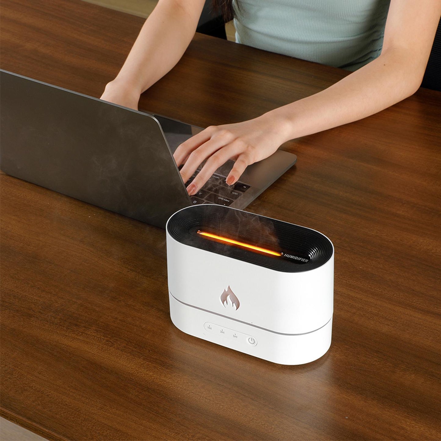 Siming Flame Machine d'aromathérapie Maison Chambre Silencieux Atmosphère Lumière Humidificateur Diffuseur de Flamme Décoration Intérieure