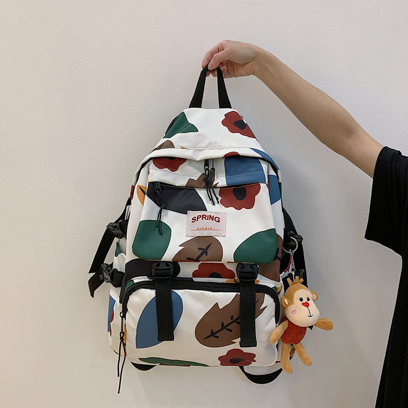 Sac à dos de voyage de couleur contrastée style Mori pour lycéens et étudiants