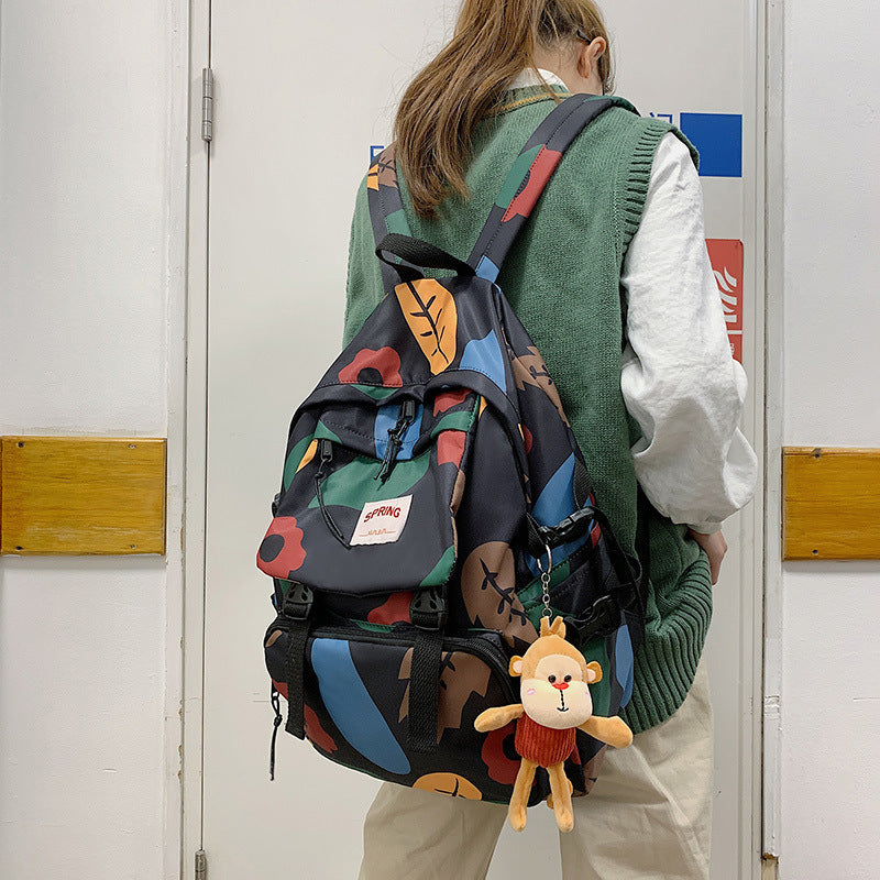 Sac à dos de voyage de couleur contrastée style Mori pour lycéens et étudiants