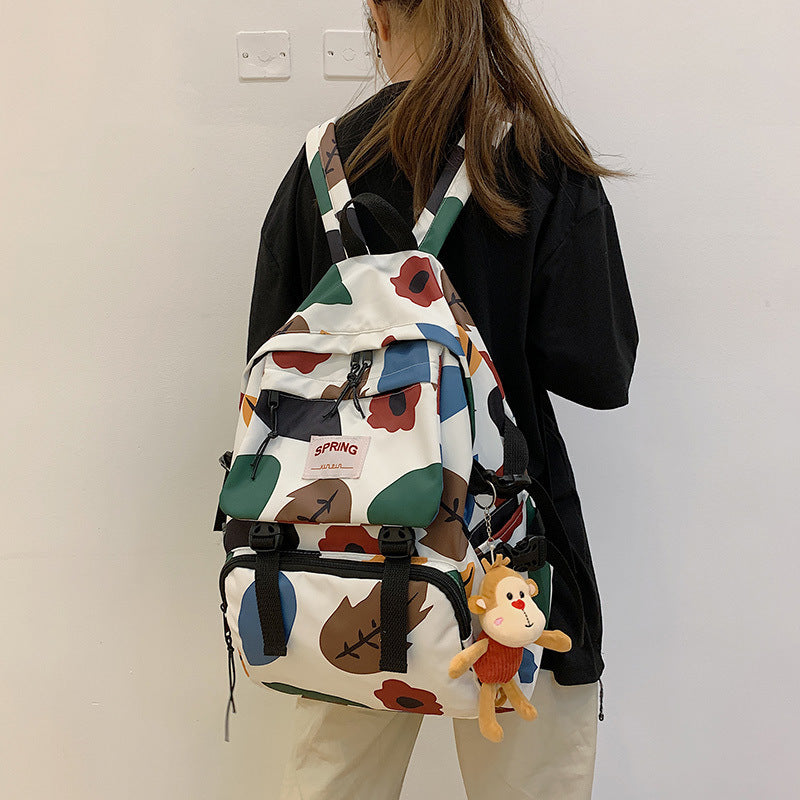 Sac à dos de voyage de couleur contrastée style Mori pour lycéens et étudiants