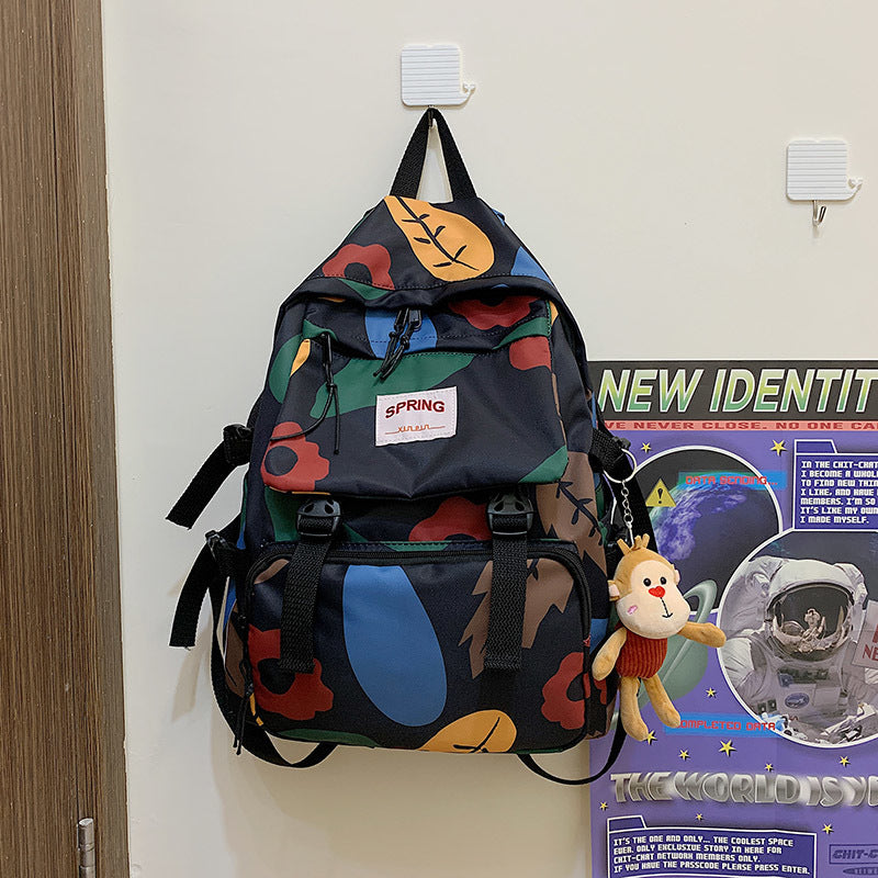 Sac à dos de voyage de couleur contrastée style Mori pour lycéens et étudiants