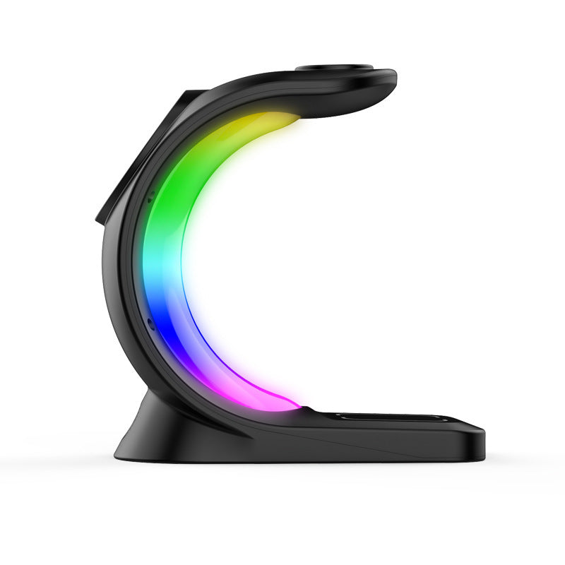 Chargeur magnétique sans fil 4 en 1, charge rapide pour smartphone, station de charge avec lumière d'ambiance pour Airpods Pro, iPhone, montre