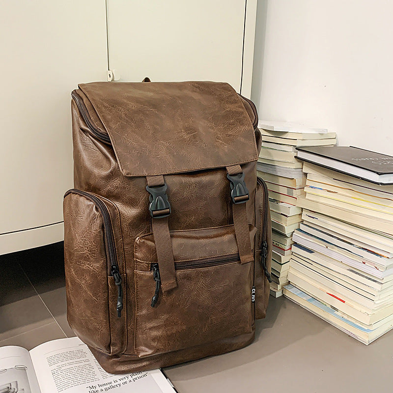 Sac à dos d'ordinateur rétro en cuir de vache pour homme et femme, couleur givrée