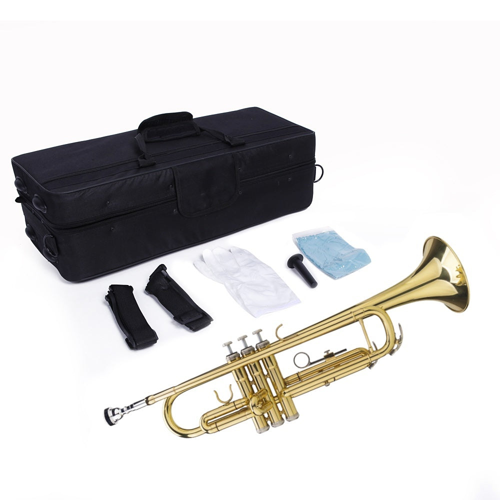 Trompette en laiton si bémol, avec embouchure 7C, adaptée aux étudiants de niveau standard ou débutants. Vente interdite sur Amazon.