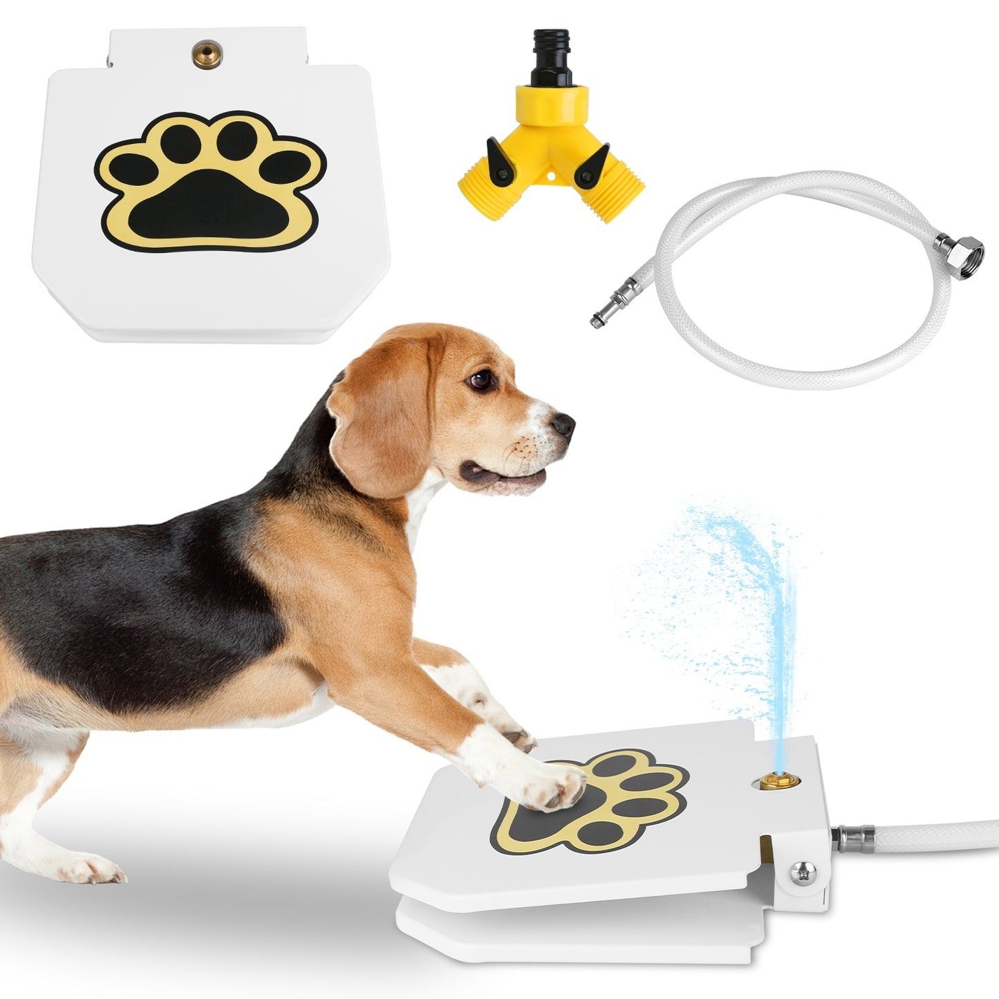 Fontaine à eau pour chien, distributeur d'eau d'extérieur pour animaux de compagnie, arroseur à pédale avec valve interactive pour boire de l'eau