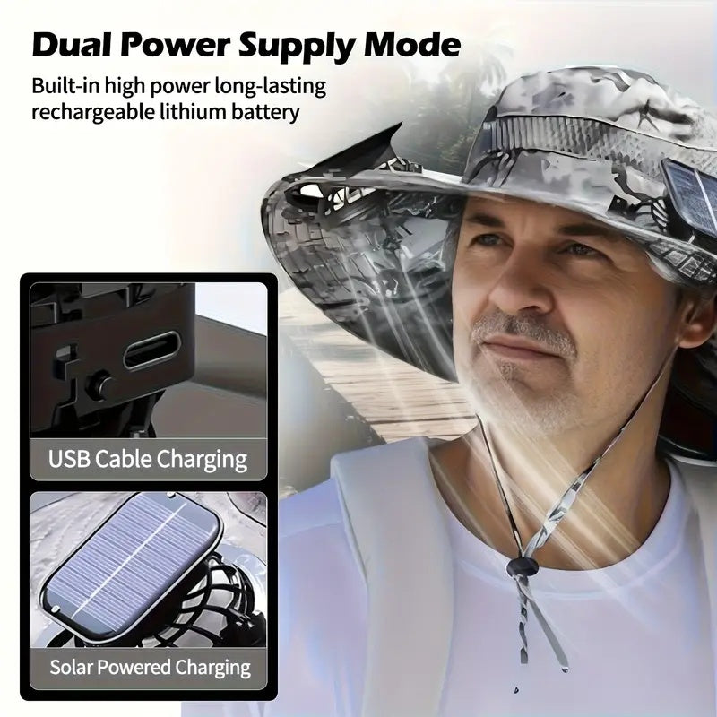 Solar Cooling Hat With Built-in USB Fan - For Outdoor Camping, Beach, And Construction - Lightweight And Breathable Sun Protection Hat For Men And Women - High-quality Outdoor Solar Fan Hat, Essential