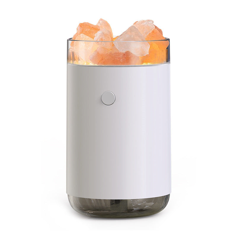 Humidificateur d'air en pierre de sel cristalline, diffuseur d'huiles essentielles d'aromathérapie de bureau à ultrasons avec lampe LED, humidificateur de chambre à coucher pour la maison