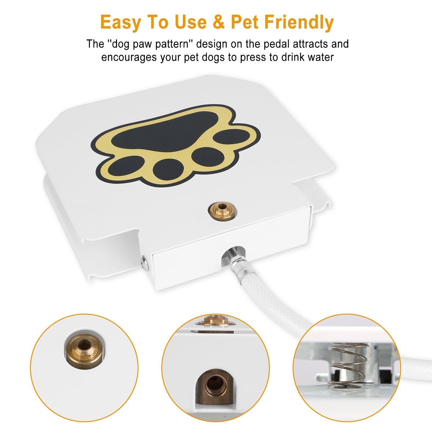 Fontaine à eau pour chien, distributeur d'eau d'extérieur pour animaux de compagnie, arroseur à pédale avec valve interactive pour boire de l'eau