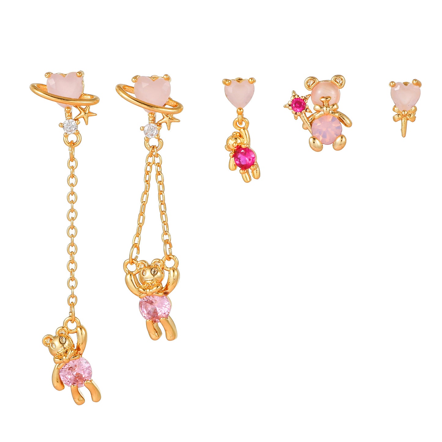 925 Silver Needle Exquisite Small Bear Stud Earrings