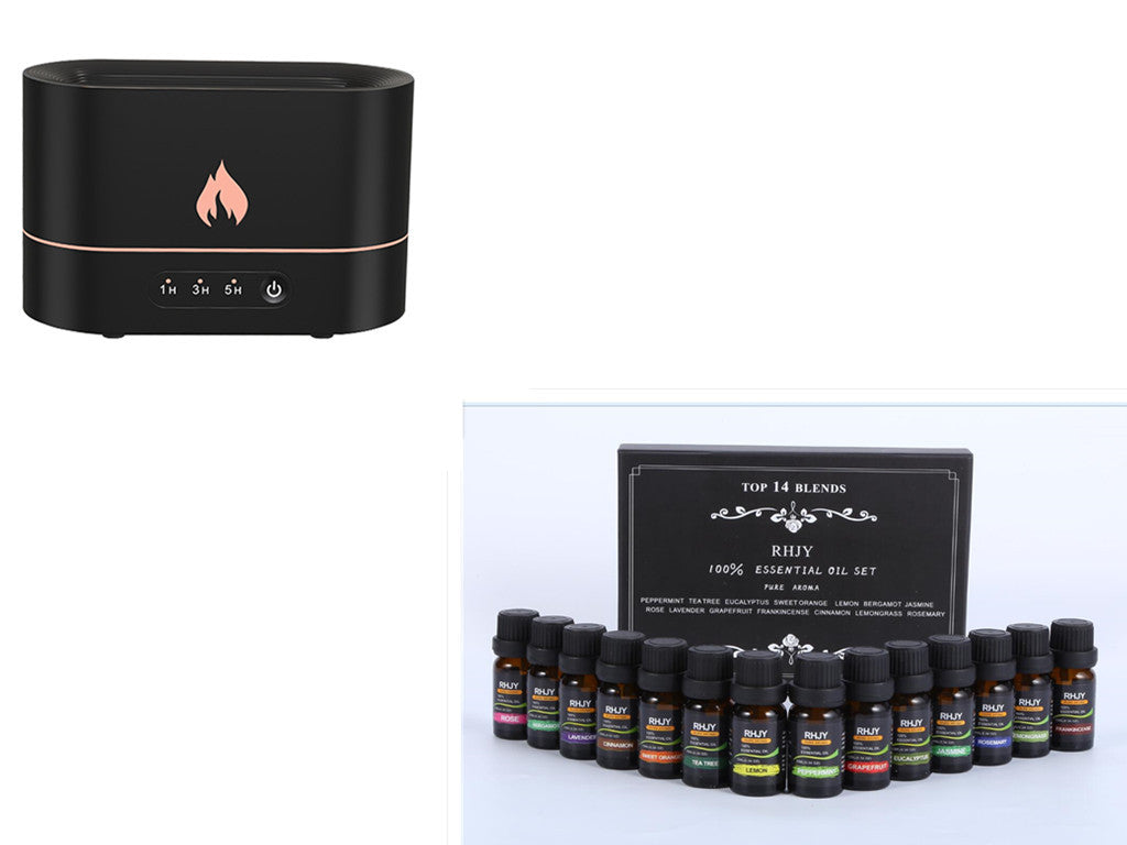 Siming Flame Machine d'aromathérapie Maison Chambre Silencieux Atmosphère Lumière Humidificateur Diffuseur de Flamme Décoration Intérieure