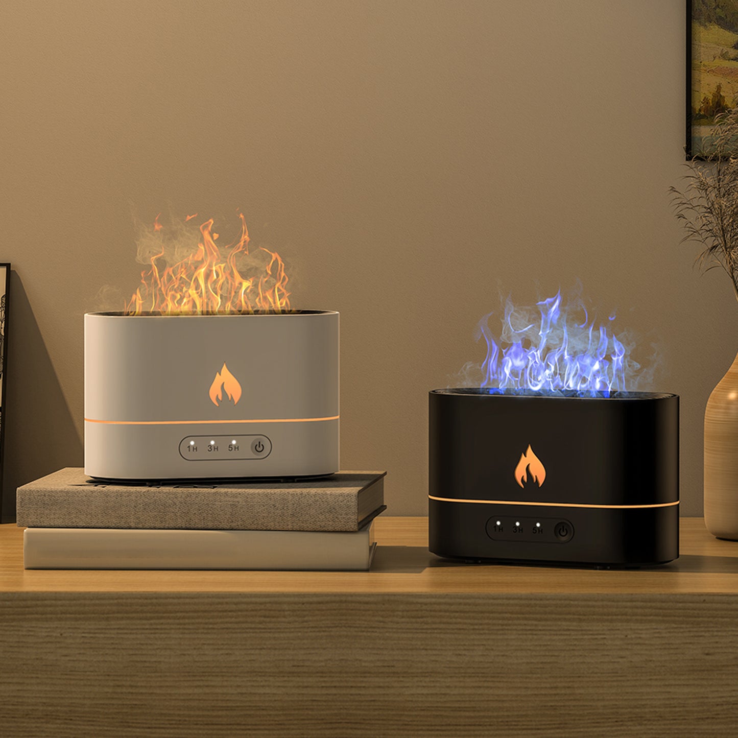 Siming Flame Machine d'aromathérapie Maison Chambre Silencieux Atmosphère Lumière Humidificateur Diffuseur de Flamme Décoration Intérieure