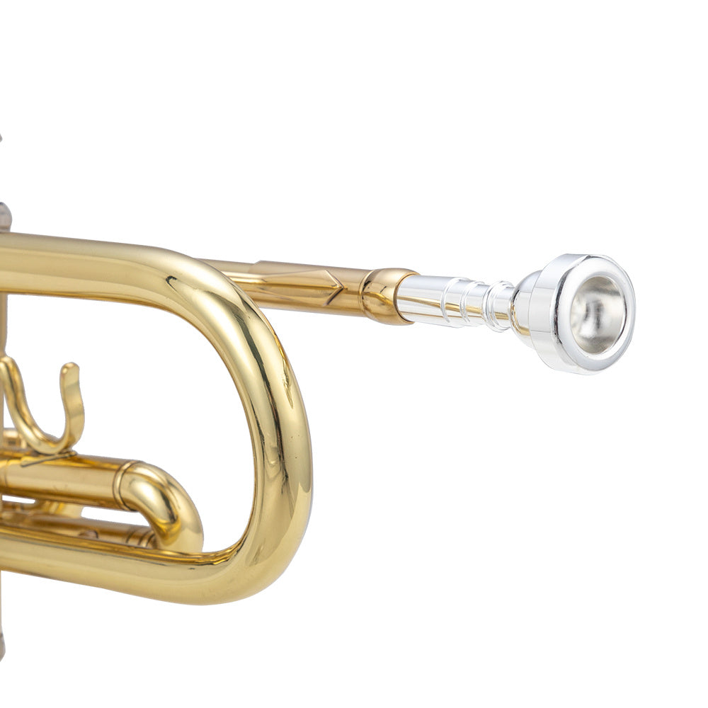 Trompette en laiton si bémol, avec embouchure 7C, adaptée aux étudiants de niveau standard ou débutants. Vente interdite sur Amazon.