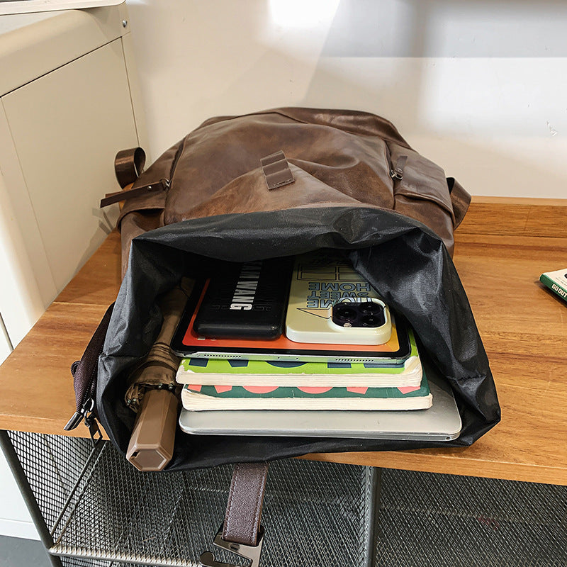 Sac à dos pour homme, grande capacité, imperméable, couleur unie, pour ordinateur, voyage, pour femme