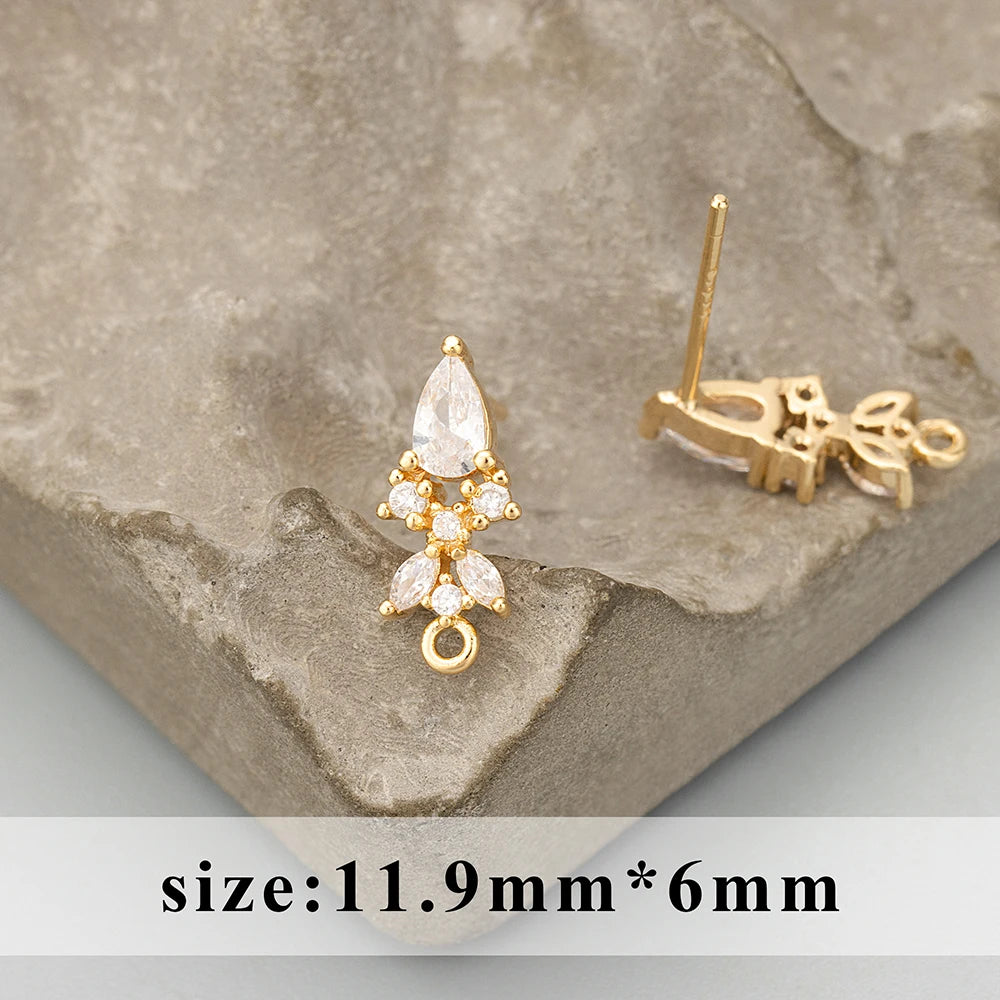 GUFEATHER, 6 pièces/lot, MD94, accessoires de bijoux, plaqué or rhodium 18 carats, cuivre, zircons, fait à la main, breloques, fabrication de bijoux, boucles d'oreilles DIY