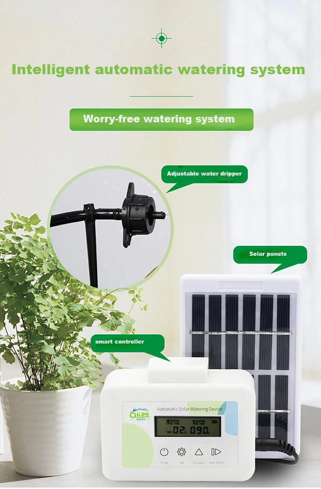 Contrôleur d'arrosage de jardin Qiumi, pelouse, fleurs de jardin, contrôleur d'arrosage de balcon, irrigation intelligente pour jardin domestique à énergie solaire