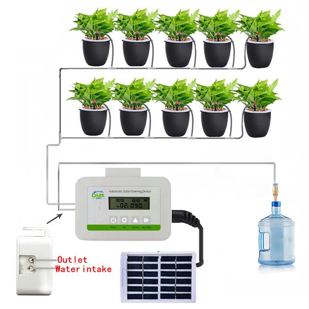 Contrôleur d'arrosage de jardin Qiumi, pelouse, fleurs de jardin, contrôleur d'arrosage de balcon, irrigation intelligente pour jardin domestique à énergie solaire