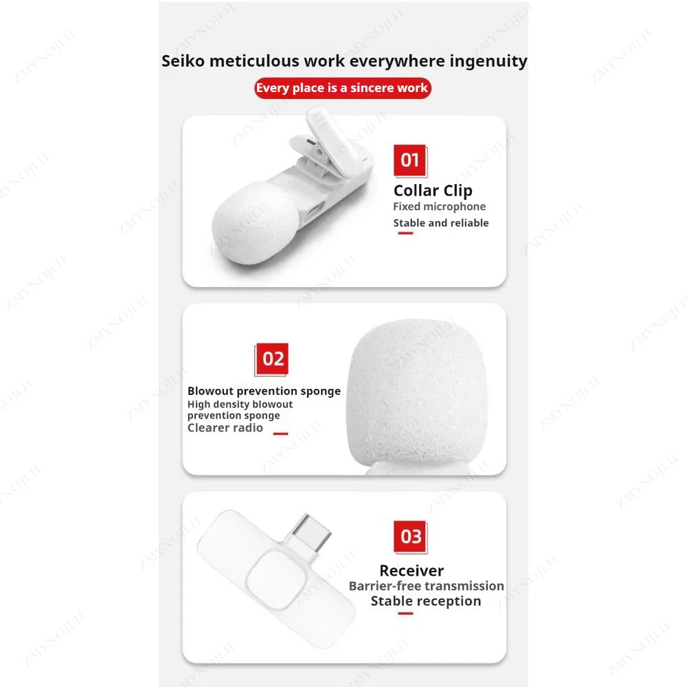 Nouveau microphone cravate sans fil, mini microphone portable pour enregistrement audio et vidéo, pour iPhone, Android, PC, appareil photo, jeux en direct, téléphone