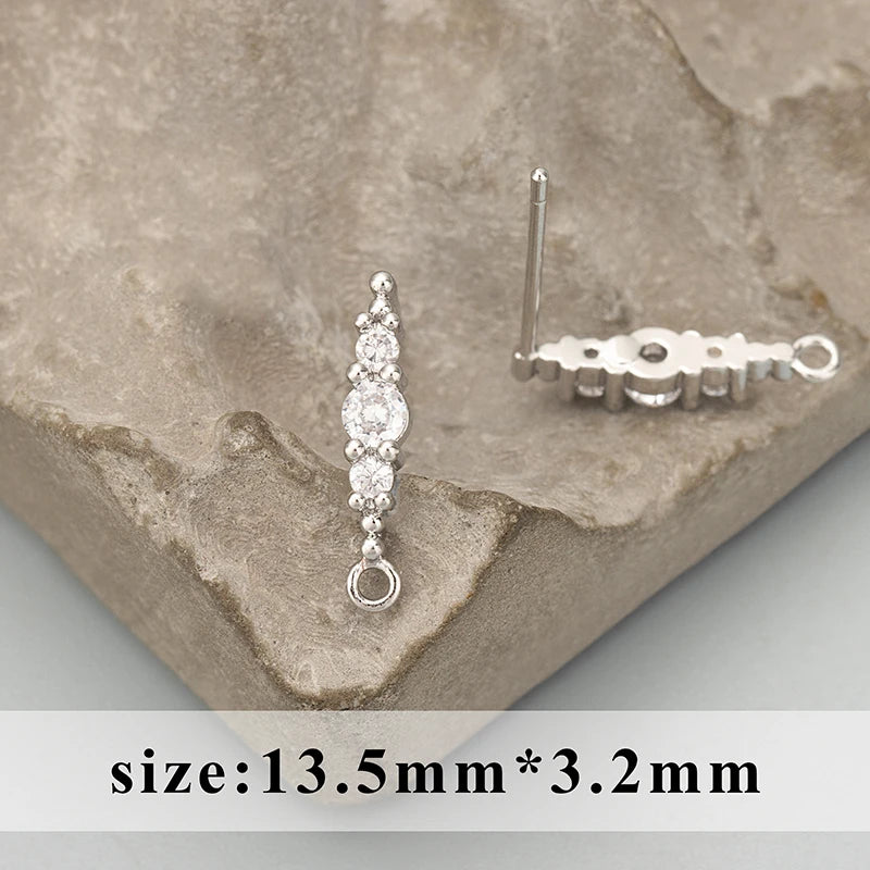 GUFEATHER, 6 pièces/lot, MD94, accessoires de bijoux, plaqué or rhodium 18 carats, cuivre, zircons, fait à la main, breloques, fabrication de bijoux, boucles d'oreilles DIY
