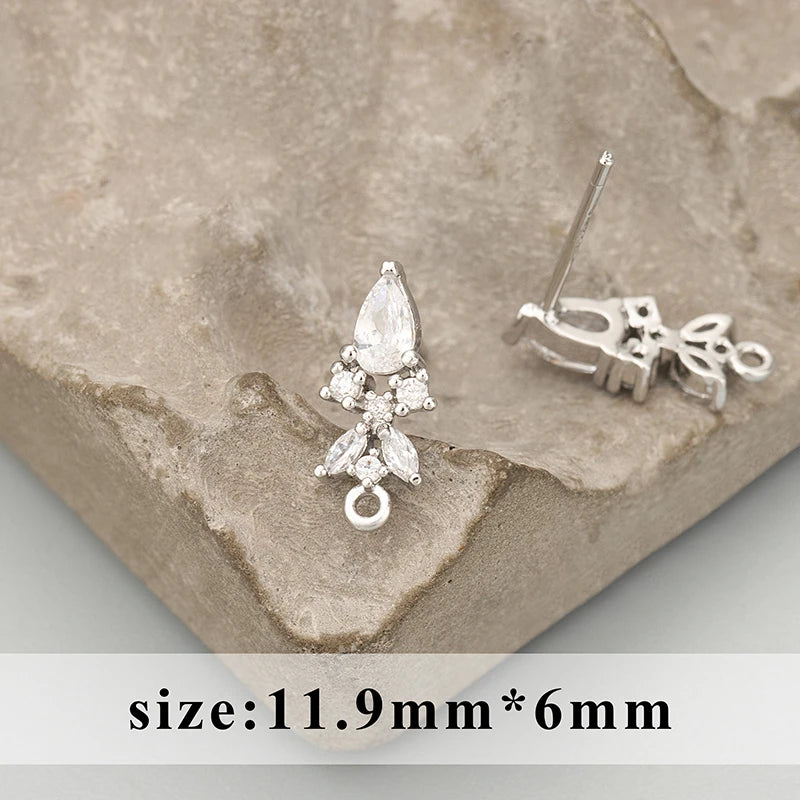 GUFEATHER, 6 pièces/lot, MD94, accessoires de bijoux, plaqué or rhodium 18 carats, cuivre, zircons, fait à la main, breloques, fabrication de bijoux, boucles d'oreilles DIY