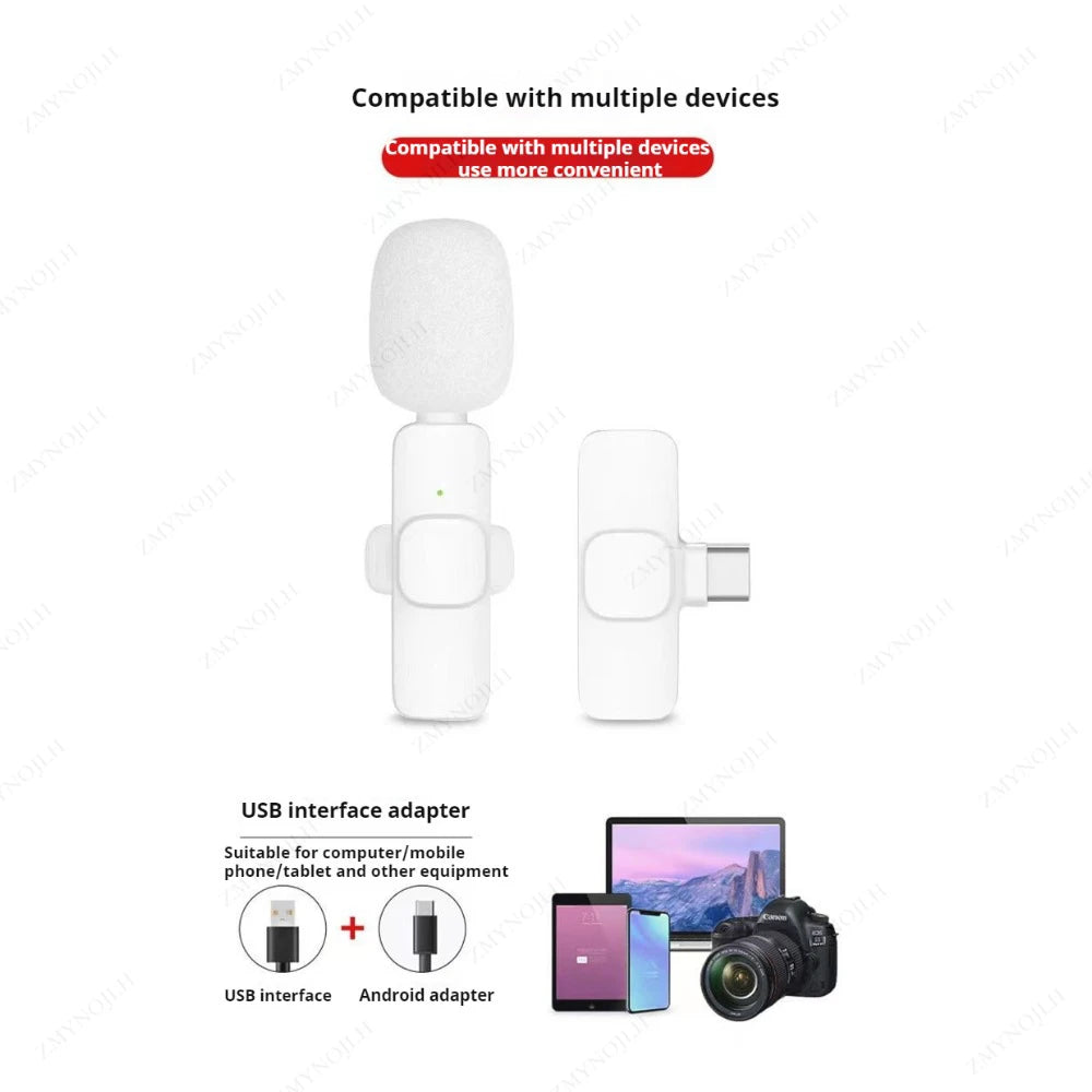 Nouveau microphone cravate sans fil, mini microphone portable pour enregistrement audio et vidéo, pour iPhone, Android, PC, appareil photo, jeux en direct, téléphone
