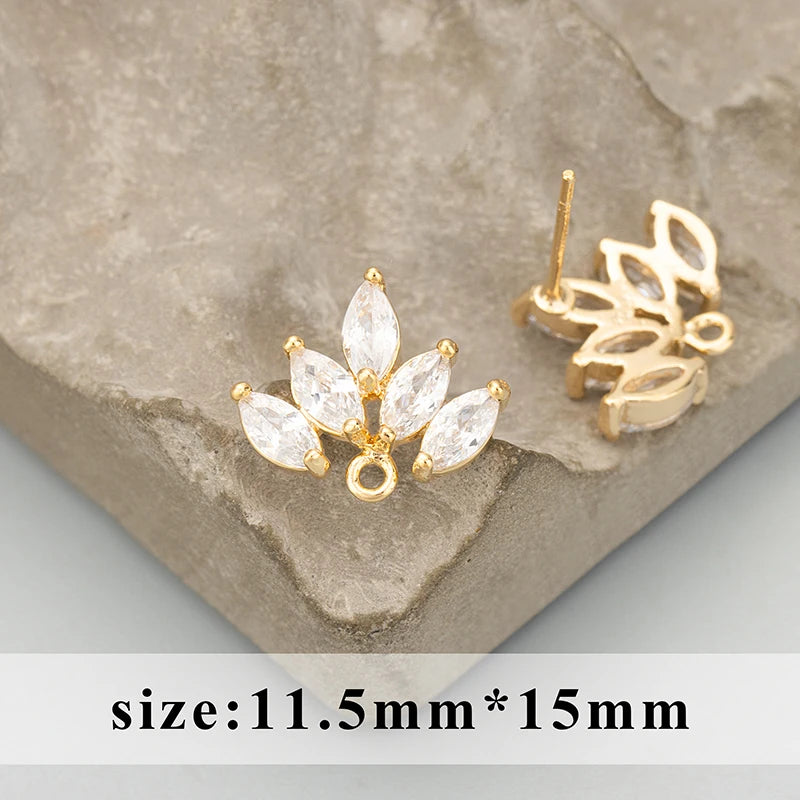 GUFEATHER, 6 pièces/lot, MD94, accessoires de bijoux, plaqué or rhodium 18 carats, cuivre, zircons, fait à la main, breloques, fabrication de bijoux, boucles d'oreilles DIY