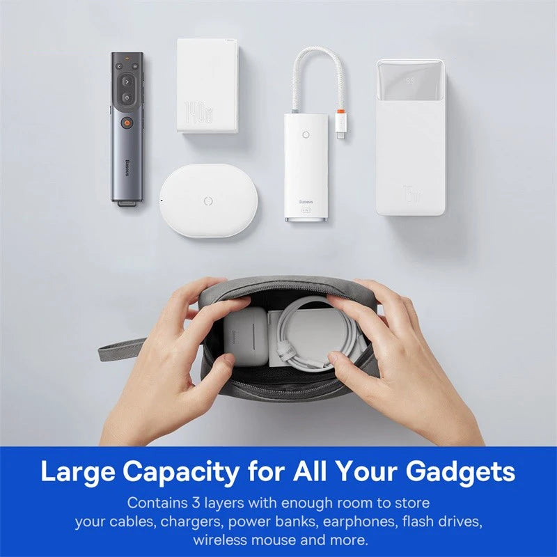 New 2025 Portable Bag Waterproof Grease Proof For iPhone 15 Pro Max Earphone Power Bank Cable Charger PC Digital Accessories Bag