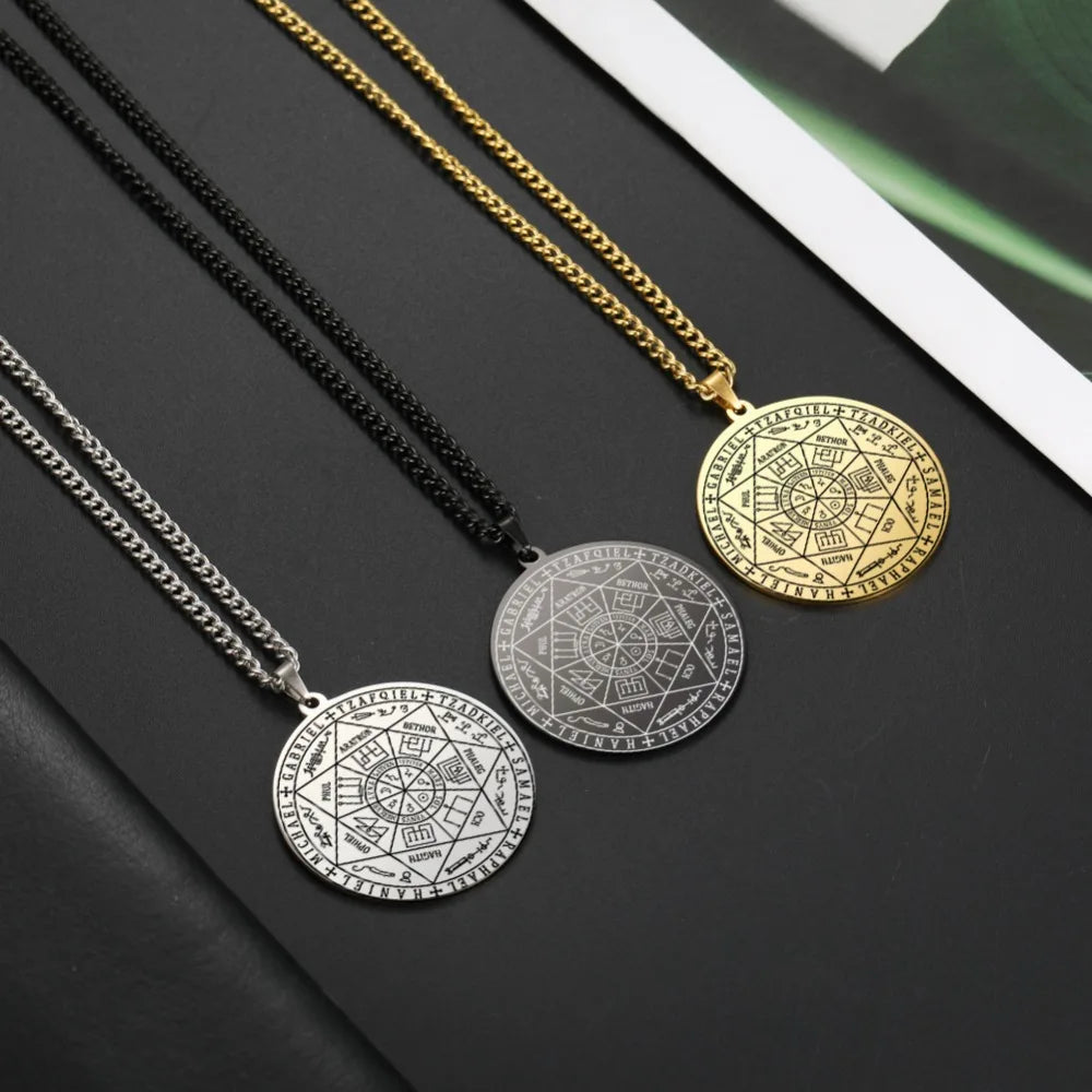 Colliers et pendentifs des 7 archanges de Dawapara, pentacle, amulette magique, protection porte-bonheur de la Saint-Michel, talisman surnaturel
