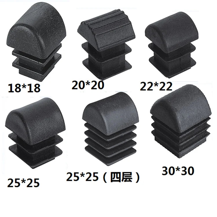 Lot de 4 embouts carrés en plastique pour tubes et tuyaux, bouchons pour pieds de table, chaises, meubles, protection de pieds de nivellement