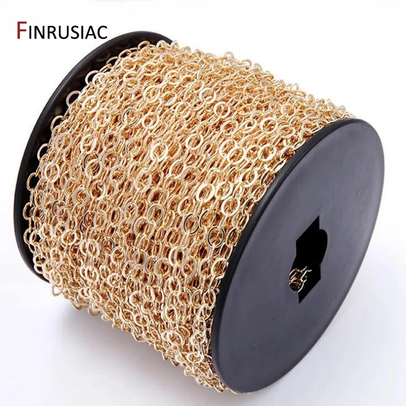 Chaîne de bijoux DIY en vrac 2020, nouvelle chaîne cubaine ronde en laiton plaqué or véritable 14 carats pour la fabrication de bijoux