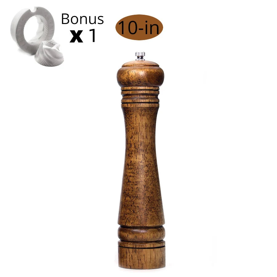 Salt and Pepper Mills, Solid Wood Pepper Mill with Strong Adjustable Ceramic Grinder 5" 8" 10" - Kitchen Tools by Leeseph