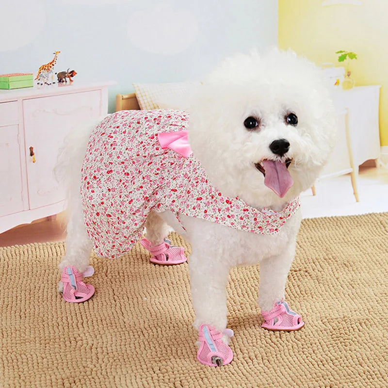 Robe d'été à nœud floral pour chien, tenue de mariage pour chihuahua, carlin, yorkshire, chiot, chat, vêtements pour petits chiens
