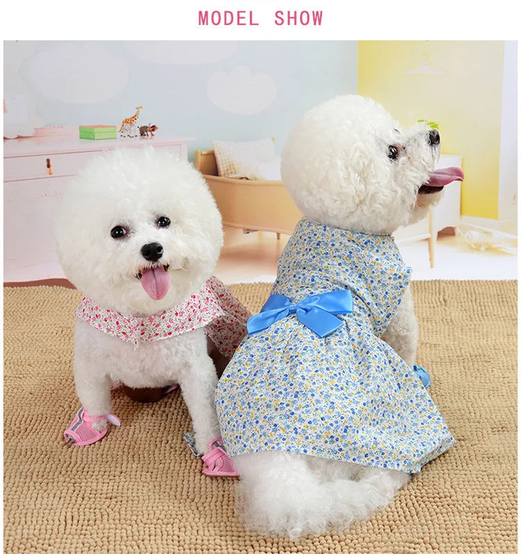 Robe d'été à nœud floral pour chien, tenue de mariage pour chihuahua, carlin, yorkshire, chiot, chat, vêtements pour petits chiens