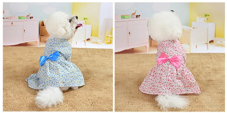 Robe d'été à nœud floral pour chien, tenue de mariage pour chihuahua, carlin, yorkshire, chiot, chat, vêtements pour petits chiens