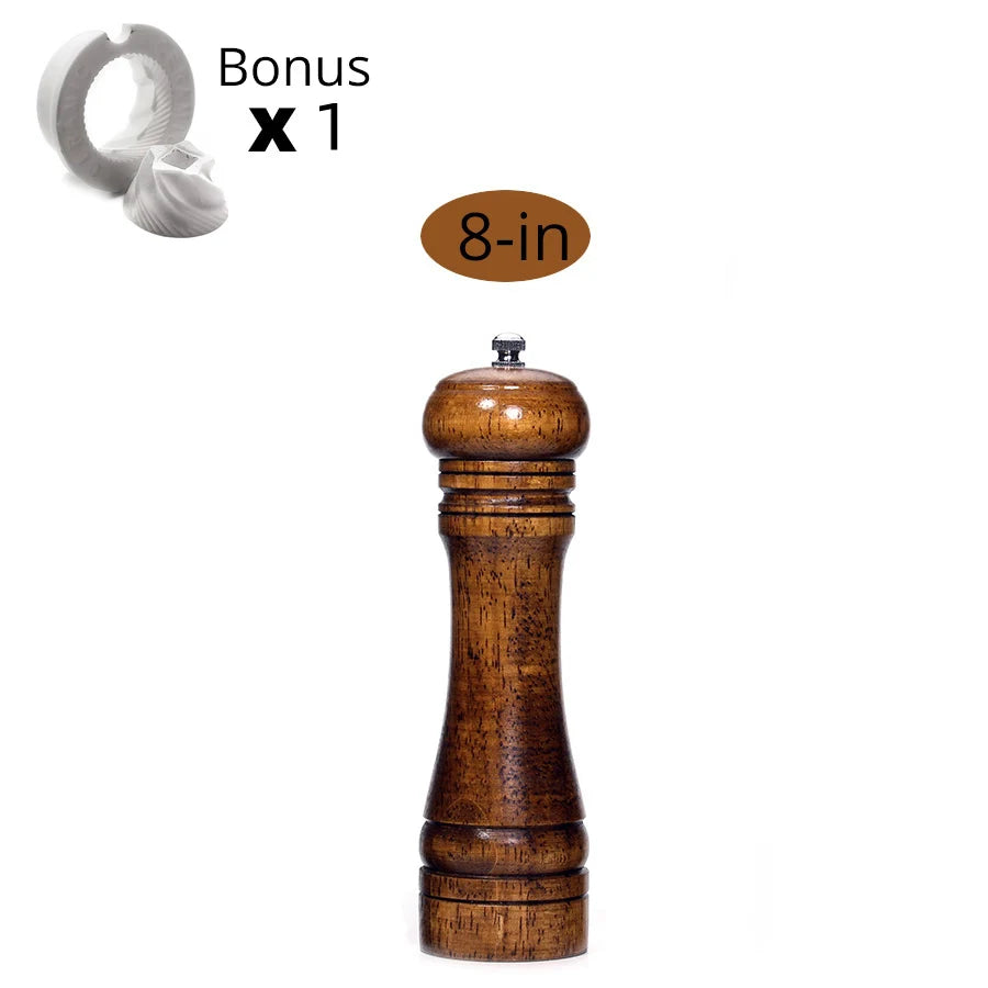 Salt and Pepper Mills, Solid Wood Pepper Mill with Strong Adjustable Ceramic Grinder 5" 8" 10" - Kitchen Tools by Leeseph