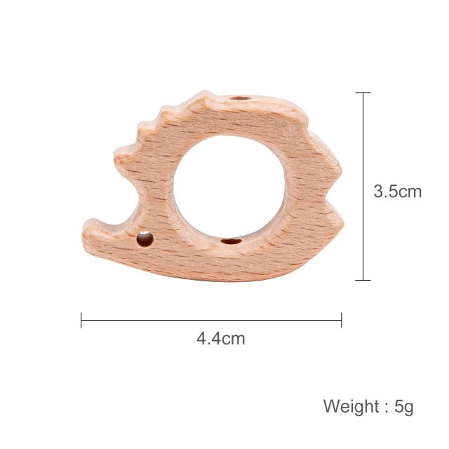 10PC Baby Wooden Teether Animal Beads Beech Rodent Star DIY Pacifier Chain Teething Bracelet Accessories Montessori Newborn Gift