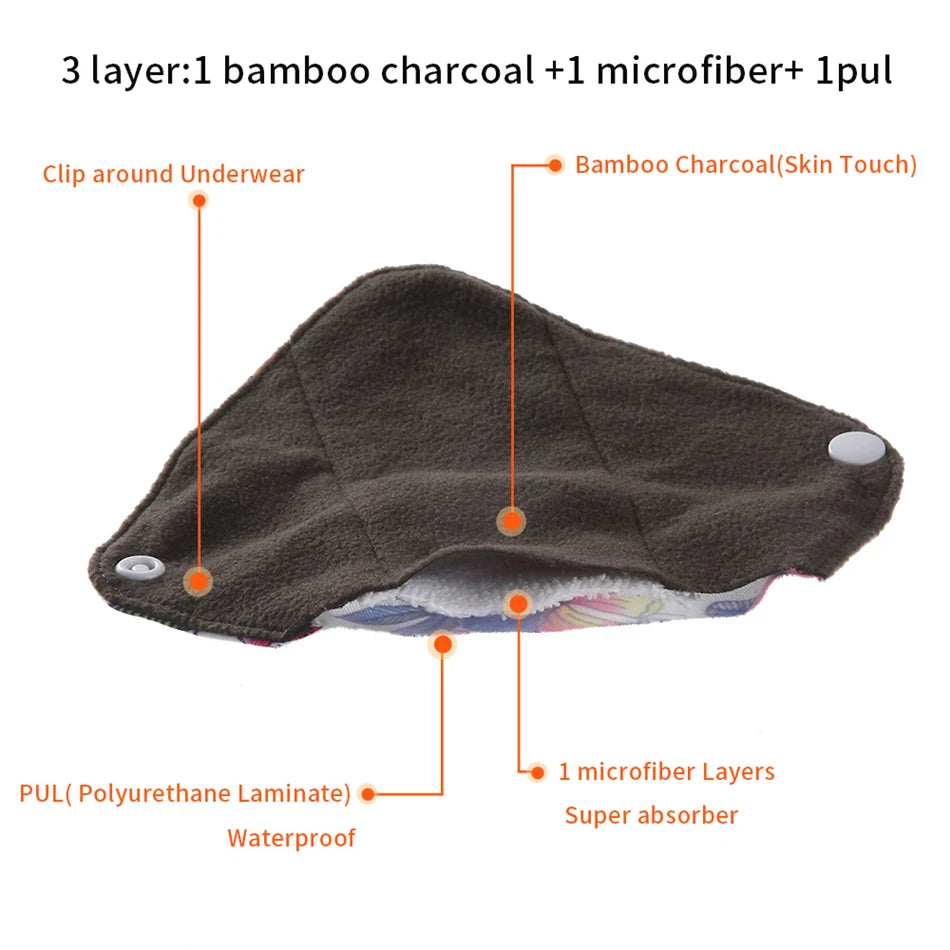 10pcs Reusable Waterproof Bamboo Fiber Pads Menstrual Cloth Sanitary Pads Feminine Maternity Hygiene Panty Liner