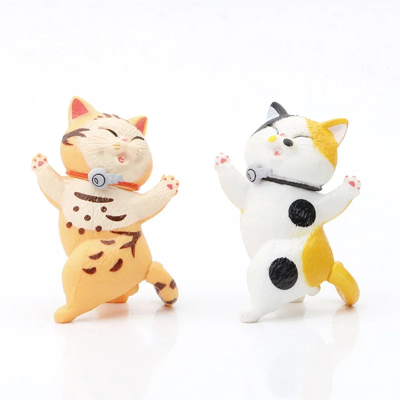 Toy Cat Collection Funny Mini Cats Miniatures Japanese Bell Cat Funny Lucky Cat Creative Ornaments Dancing Cat Doll Holder Cats