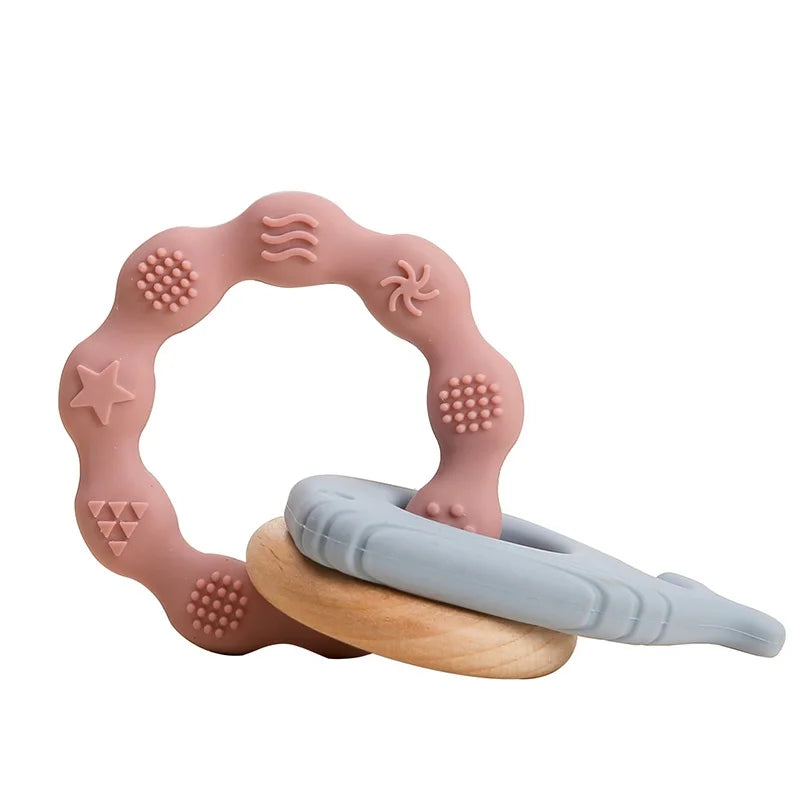 Anneau de dentition en silicone pour bébé, 1 pièce, hochet sans BPA, bracelet de qualité alimentaire, accessoires pour nouveau-né, jouets de dentition en silicone de dessin animé