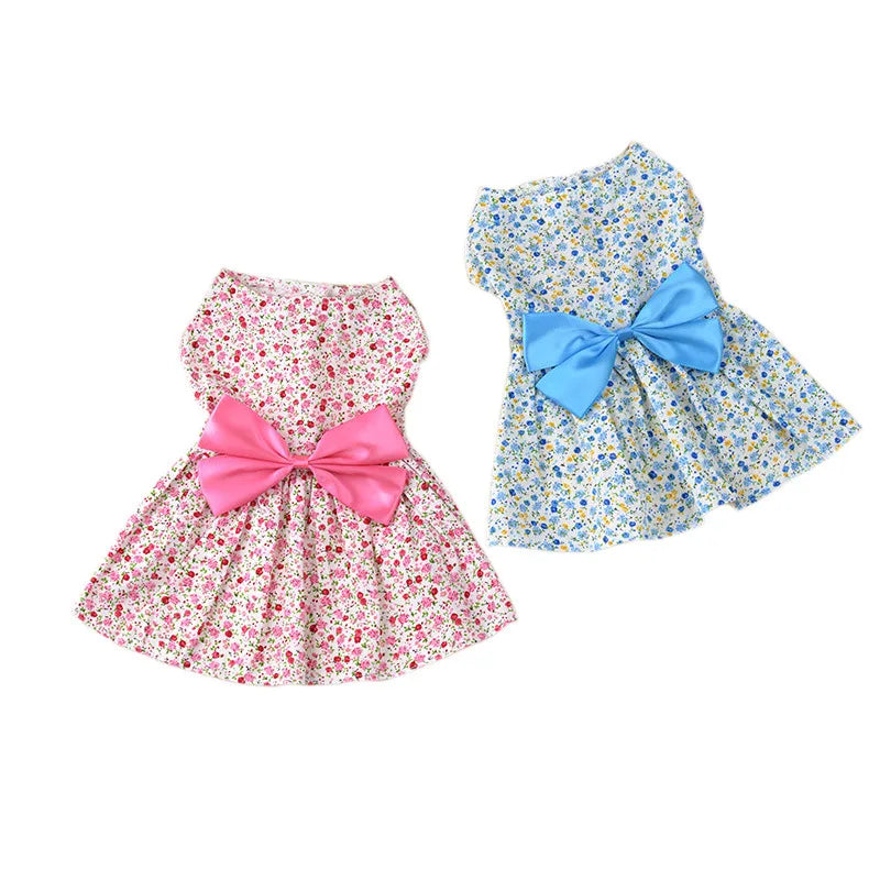 Robe d'été à nœud floral pour chien, tenue de mariage pour chihuahua, carlin, yorkshire, chiot, chat, vêtements pour petits chiens