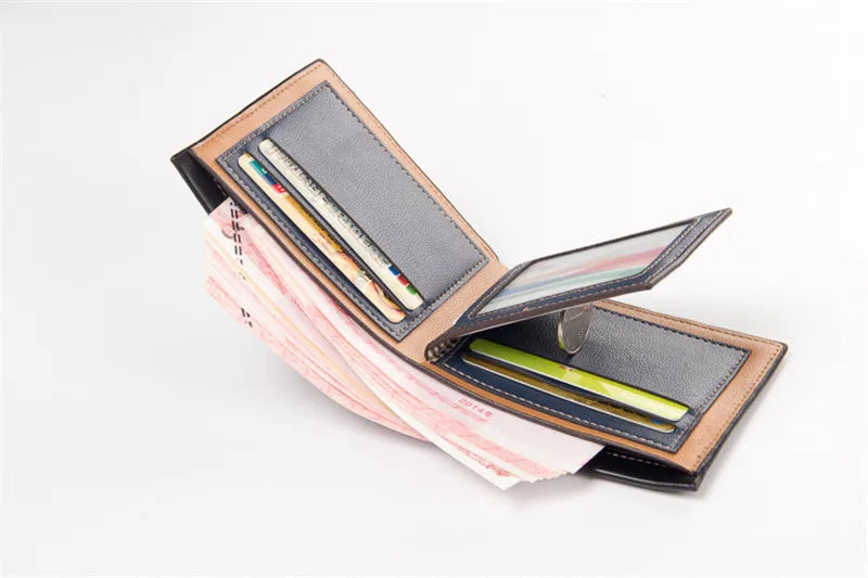 Men's Wallets With 100 US Dollar Pattern Wallet Male Leather Wallet Photo Card Holder Fashion Large Capacity Wallet Purse Bag