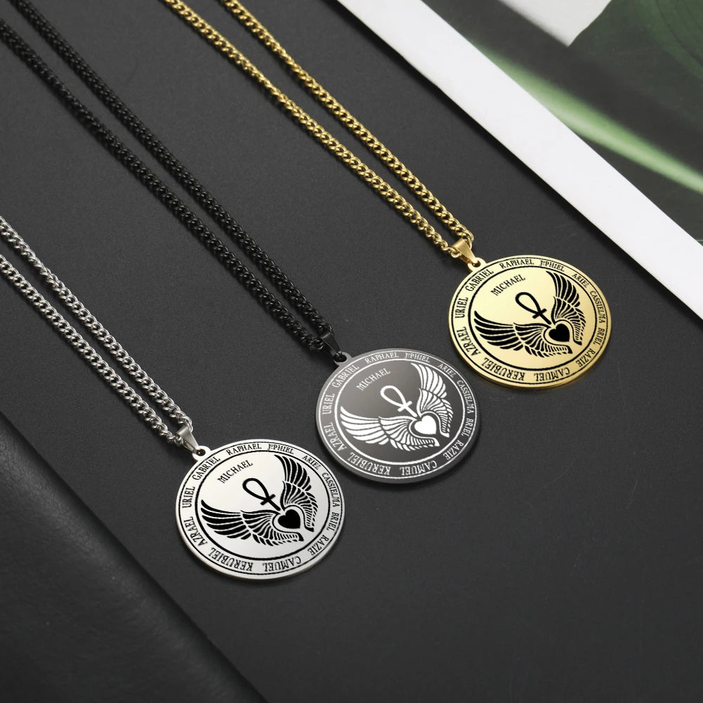 Colliers et pendentifs des 7 archanges de Dawapara, pentacle, amulette magique, protection porte-bonheur de la Saint-Michel, talisman surnaturel