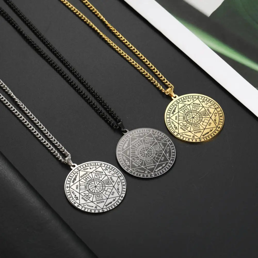 Colliers et pendentifs des 7 archanges de Dawapara, pentacle, amulette magique, protection porte-bonheur de la Saint-Michel, talisman surnaturel