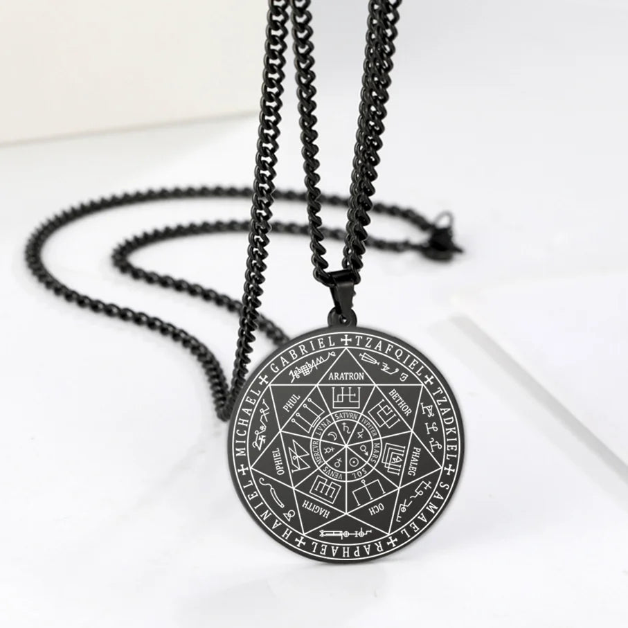 Colliers et pendentifs des 7 archanges de Dawapara, pentacle, amulette magique, protection porte-bonheur de la Saint-Michel, talisman surnaturel
