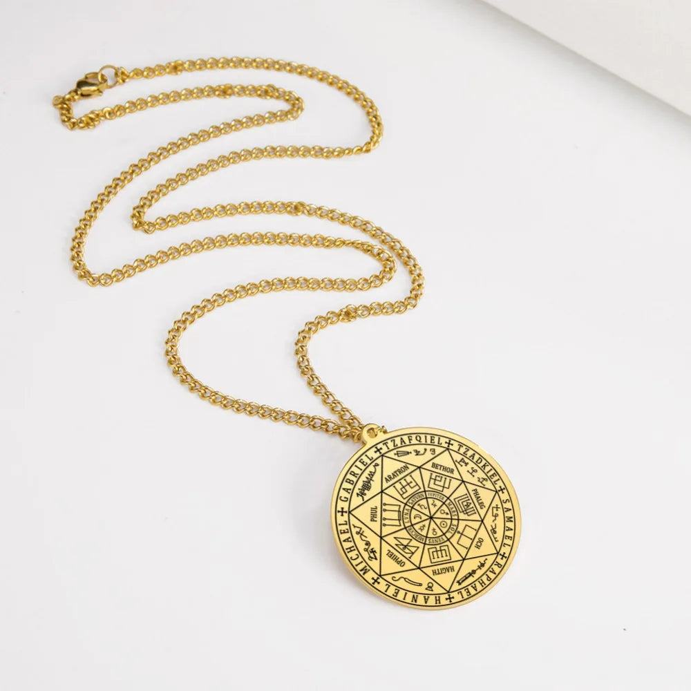 Colliers et pendentifs des 7 archanges de Dawapara, pentacle, amulette magique, protection porte-bonheur de la Saint-Michel, talisman surnaturel