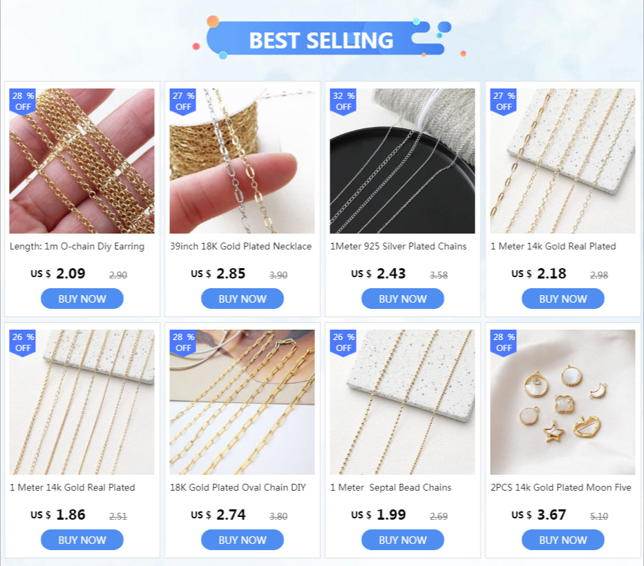 Chaîne de collier plaquée or 18 carats de 39 pouces, accessoires de bijoux faits à la main, accessoires en laiton