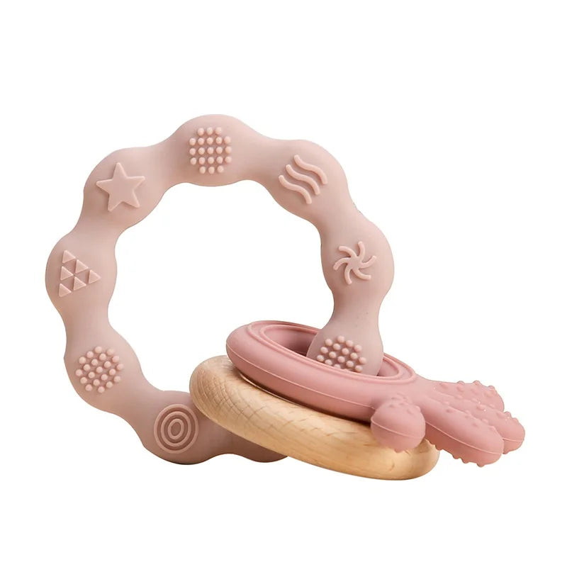 Anneau de dentition en silicone pour bébé, 1 pièce, hochet sans BPA, bracelet de qualité alimentaire, accessoires pour nouveau-né, jouets de dentition en silicone de dessin animé
