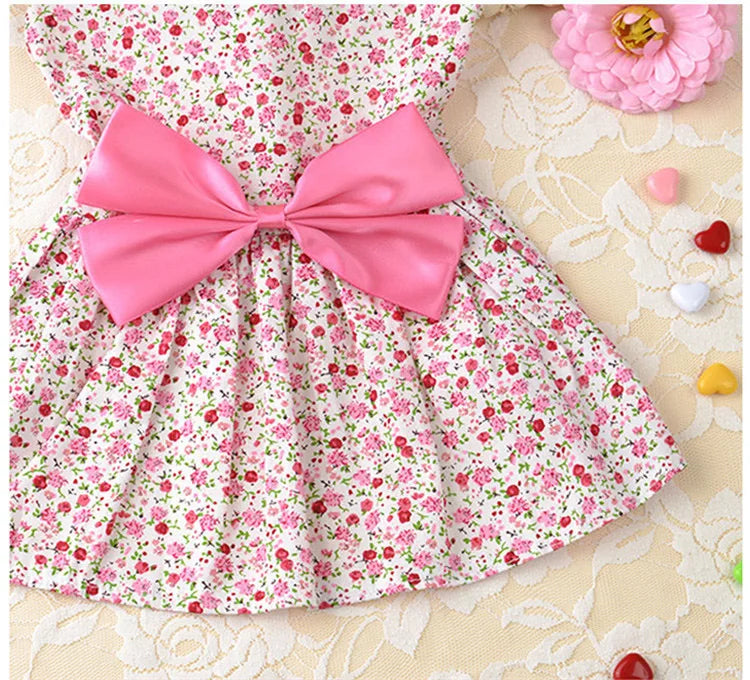 Robe d'été à nœud floral pour chien, tenue de mariage pour chihuahua, carlin, yorkshire, chiot, chat, vêtements pour petits chiens